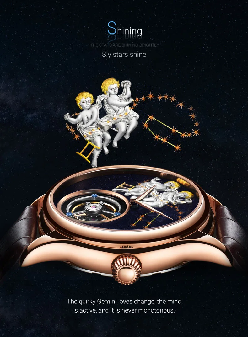 Ограниченная серия Gemini Tourbillon мужские наручные часы лучший бренд класса люкс Женские Tourbillon механические часы reloj hombre