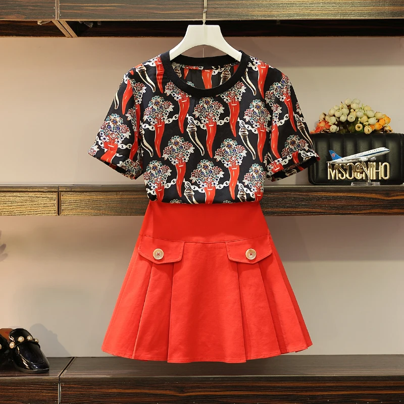 5XL большой размер женская футболка с рисунком плюс футболки + красные