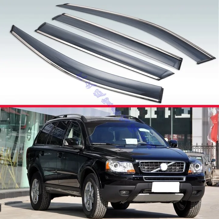 Для VOLVO XC90 2010 2011 2012 2013 пластик внешний козырек вентиляционные Шторы окно Защита от солнца Дождь Отражатель 4 шт