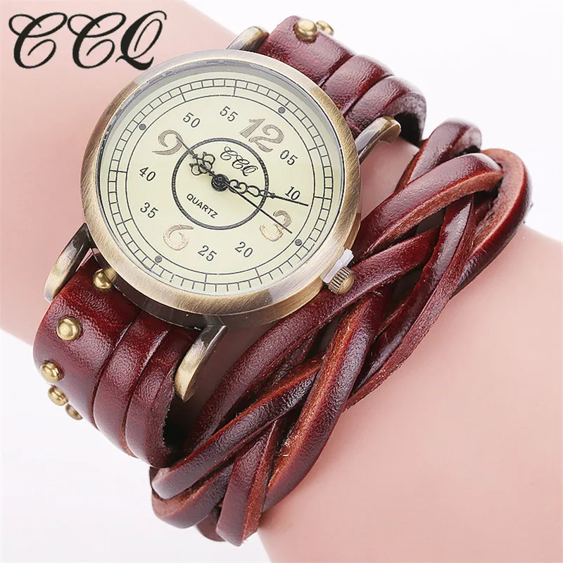 Часы наручные CCQ женские кварцевые брендовые модные винтажные Ретро часы с