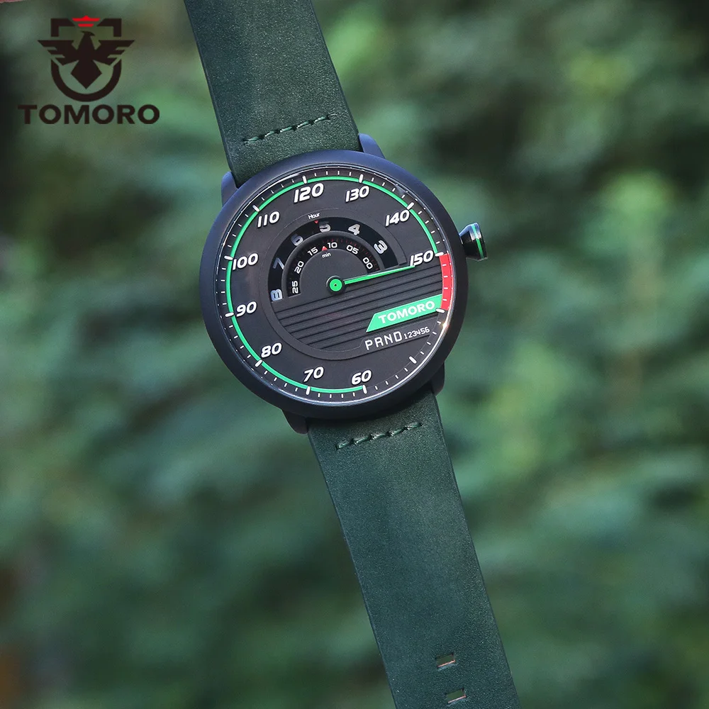 TOMORO Men's Unique Racing Car 3D Design Cow Leather Strap Luxury Fashion Sports Black Quartz Wrist Watch 2017 Brand New TMR1017 |