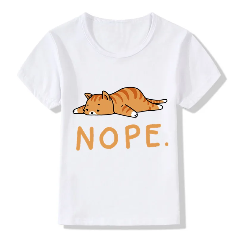 Детские Забавные футболки с принтом Nope Koala/Cat детские летние топы футболка