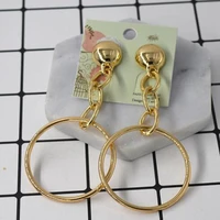 new fashion circle gold and silver earrings simple metal round earrings girls popular earrings