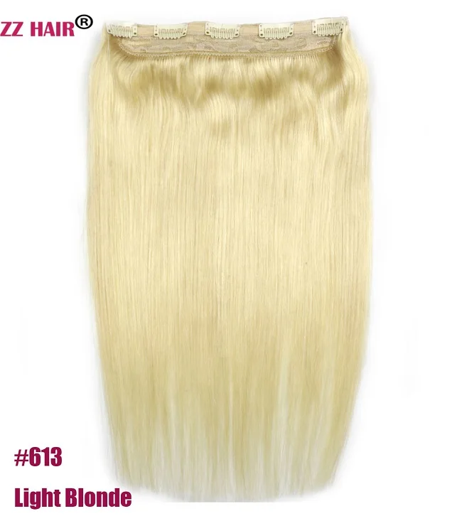 ZZHAIR 80 г 100 г 1" 18" 2" Искусственные волосы одинаковой направленности волос один кусок набор 5 зажимов в человеческие волосы для наращивания 1 шт Натуральные Прямые - Цвет: #613