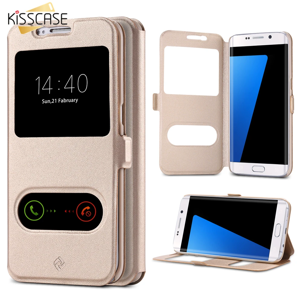 KISS чехол для телефона из искусственной кожи iPhone 6 6s Plus флип стенд держатель s samsung S7