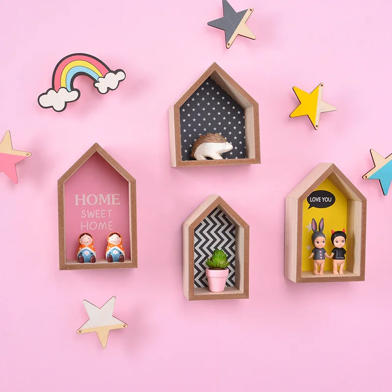 Деревянная полка для хранения в стиле ретро настенное украшение дома