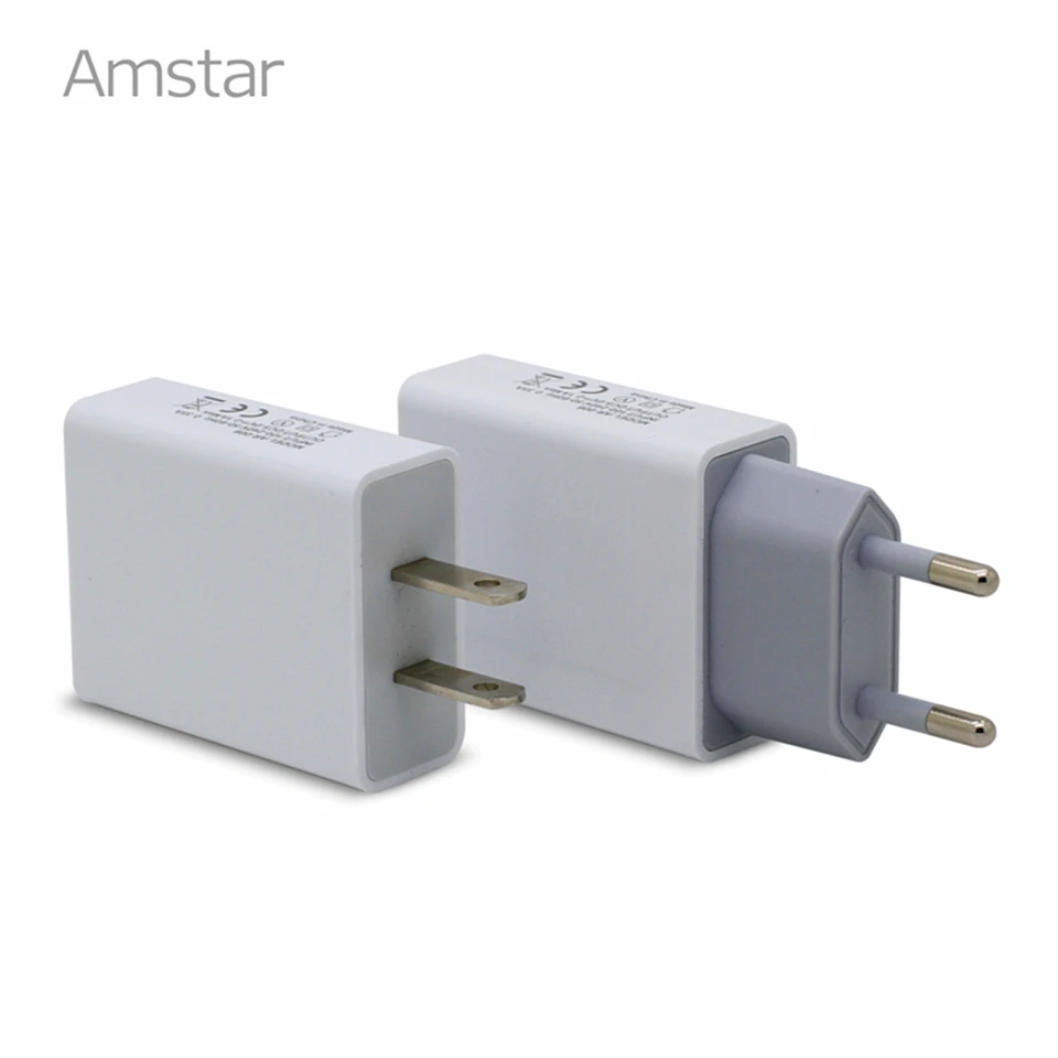 Зарядное устройство Amstar Slim с двумя USB разъемами для телефонов штепсельная вилка