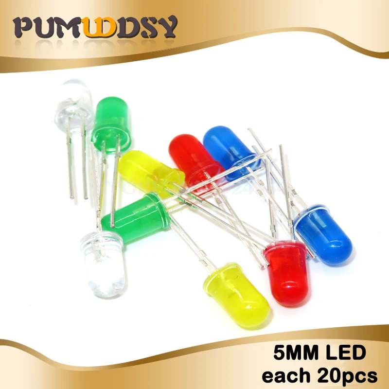 LED Kit 100 шт 5 мм светодиодный диодный светильник Набор DIY светодиодный s Набор белый желтый красный зеленый синий электронный diy Набор Горячая Распродажа - Цвет: LED Kit