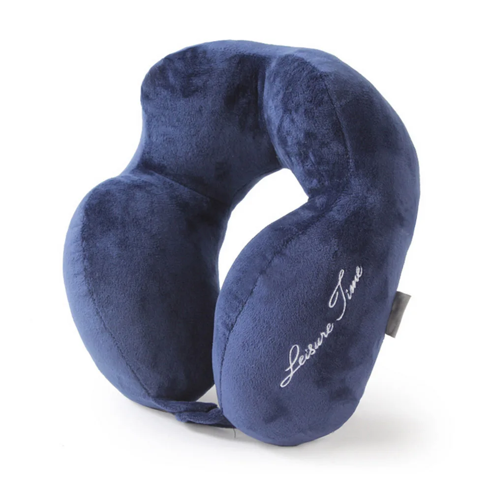 Dark Blue JINSERTA, мягкая плюшевая u-образная подушка для путешествий, хлопок, Офисная подушка для головы, подушка для шеи, для автомобиля, подушки для сидения, спальный подголовник - Цвет: Dark Blue