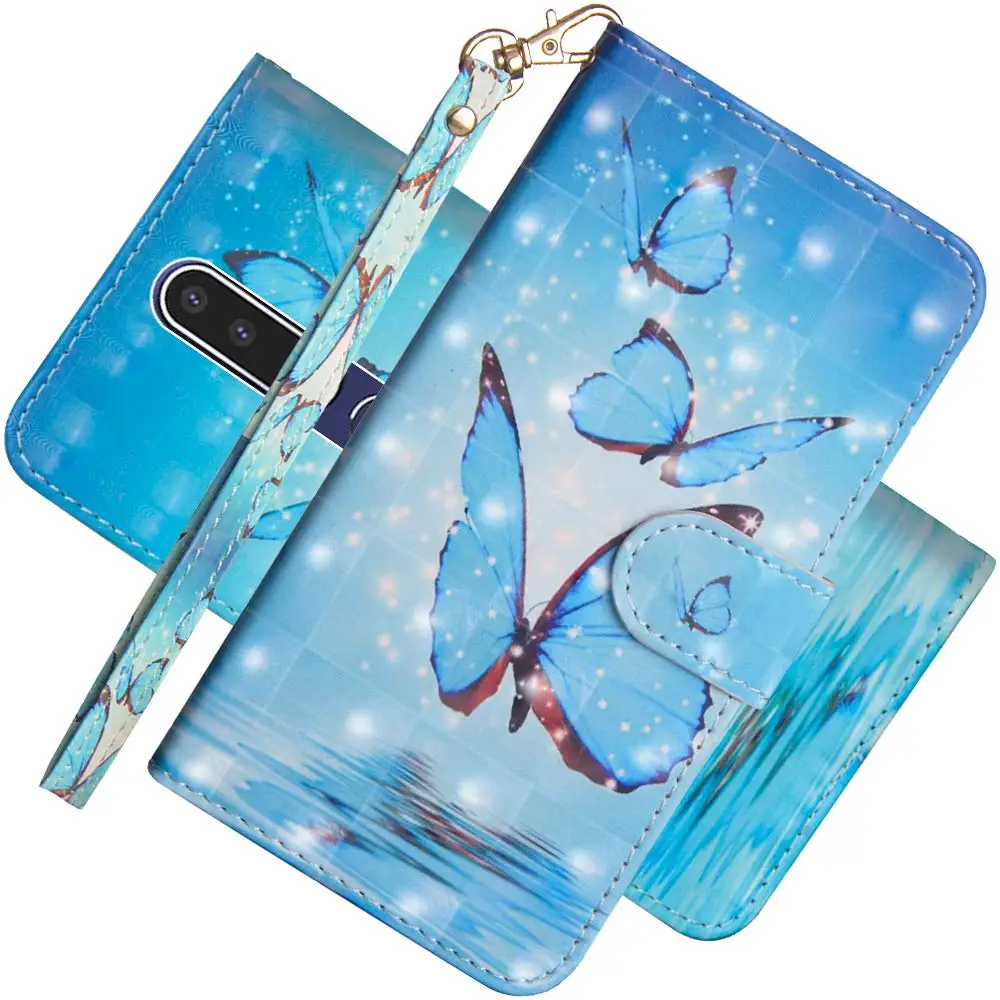 Blue Butterfly 3D мультяшный чехол для Nokia 8,1 7,1 6,1 5,1 3,1 2,1 7 Plus крышка из искусственной кожи чехол-портмоне с откидной крышкой чехол для Nokia 4,2 3,2 для детей возрастом 2, 3, 5, 6, 8, 9 - Цвет: Blue Butterfly