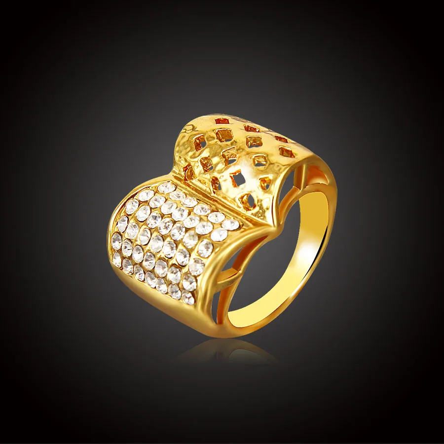 Модные обручальные кольца с кристаллами для женщин золотого цвета в форме
