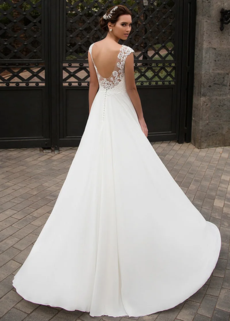 2019 пляжное свадебное платье шифоновое кружевное с открытой спиной Vestido De Novia
