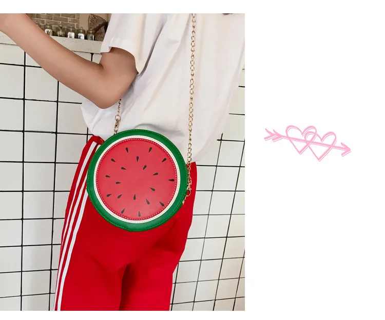 Fun Fashion Fruit Design Peach Watermelon Avocado Pu Leather Ladies Shoulder Bag Tote Crossbody Mini Messenger Bag Flap Handbag