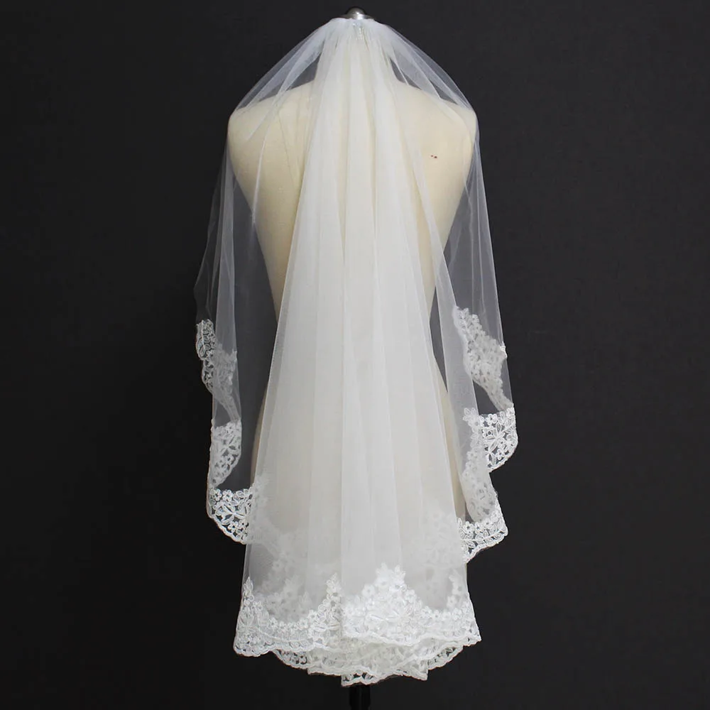 Новинка кружевная вуаль один слой свадебная с гребнем короткое Кружевное