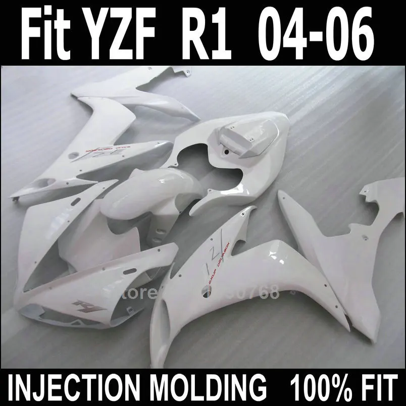 

White Injection molding free customize fairing kit for Yamaha YZF R1 04 05 06 fairings set YZFR1 2004 2005 2006 LV42