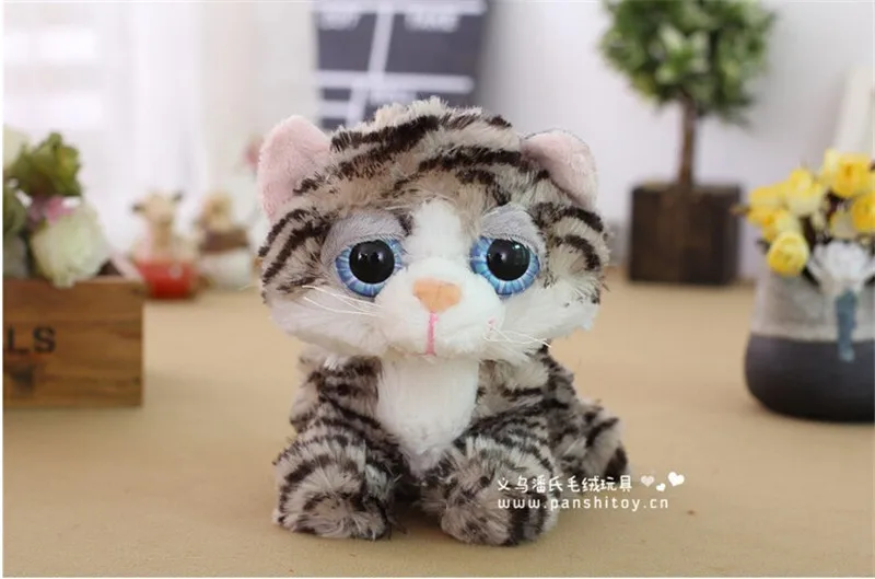 Симпатичные 18 см с бантом и принтом в виде больших кошачьих глаз плюшевая игрушка
