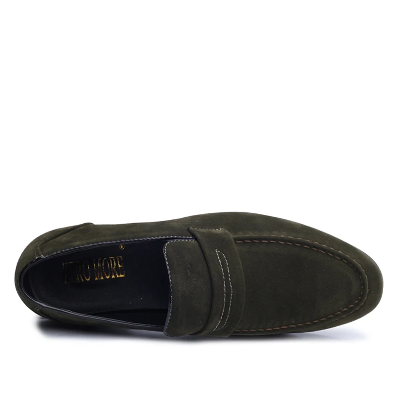 Мужские туфли без шнуровки ZERO MORE зеленые лоферы из искусственной замши