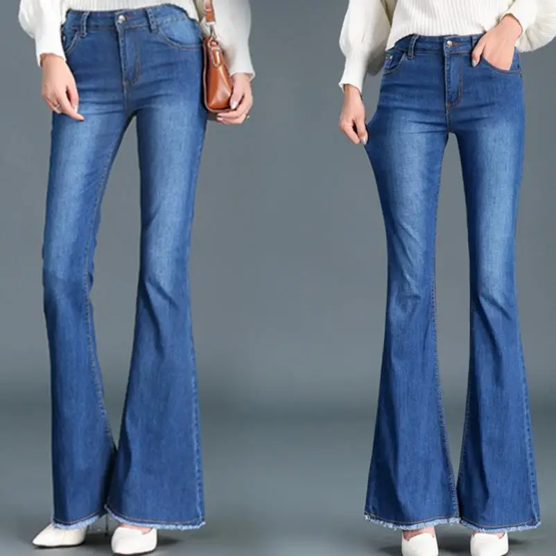 

new female trousers flared trousers long jeans women plus size wide leg pants