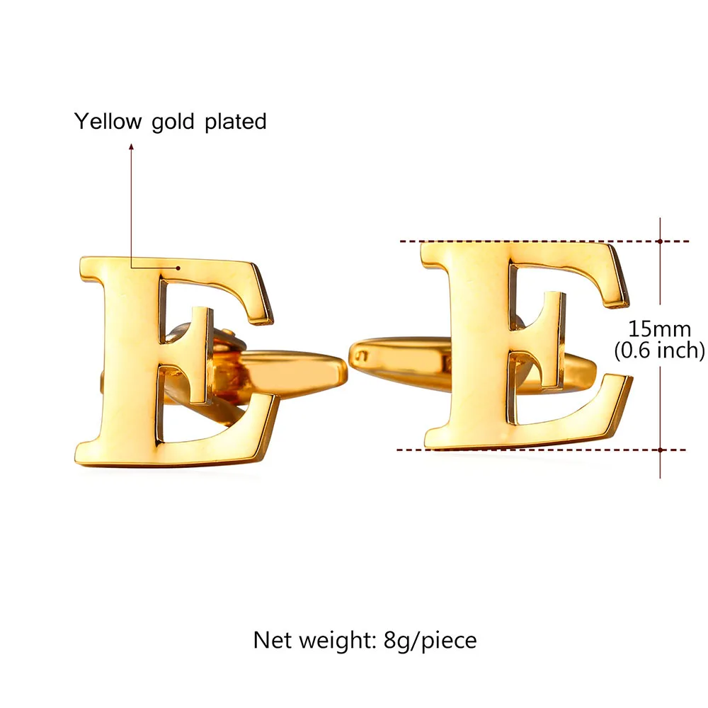 Модные запонки Алфавит для мужчин 1 пара букв начального алфавита от A до Z золотой