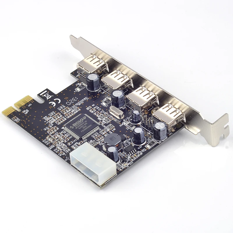 USB 2 0 PCIE PCI-Express x1 карта 4 внешних порта USB2.0 мощьip с 4pin блоком питания | Компьютеры и
