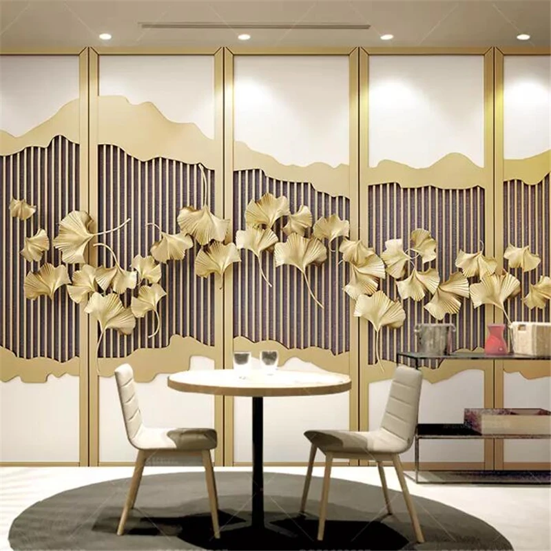 3D обои на заказ wellyu фотообои новые китайские золотые листья гинкго фоновые для