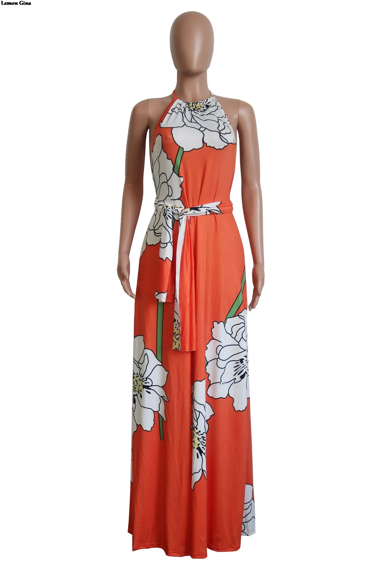 Женское свободное платье-макси с цветочным принтом Lemon Gina длинное платье