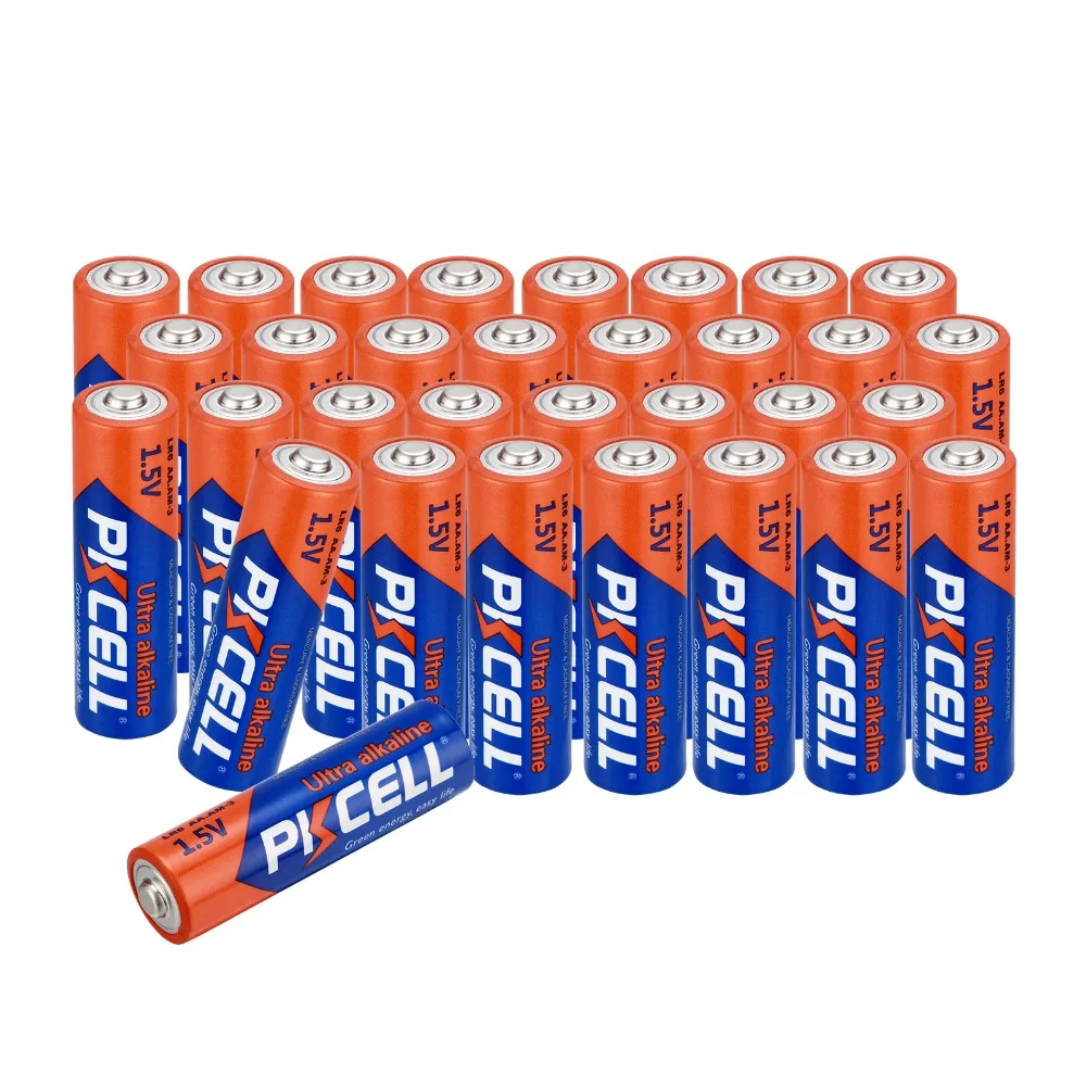 32 шт. Pkcell AA 1 5 V Промышленные щелочные батареи EN91/MN1500/LR6/AM3 однократное