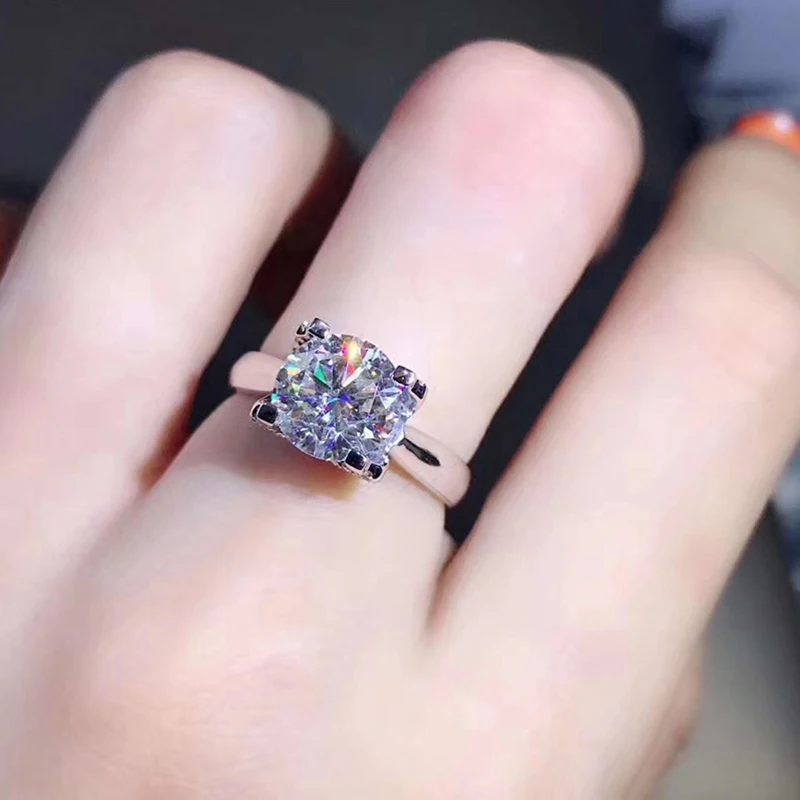14 K белое золото 1ct 2ct 3ct Муассанит кольцо круглого сечения класса «Люкс» лабораторный алмаз для помолвки, свадьбы, годовщины кольцо для Для женщин