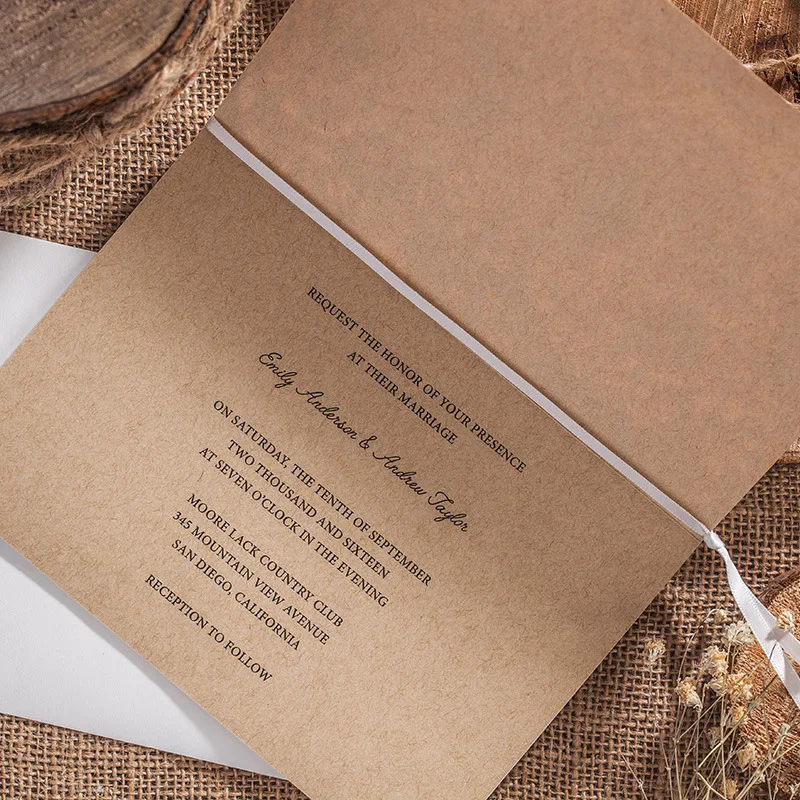 Лазерная Резка Белый Кружевной цветок Коричневый Цвет Карты Свадебные