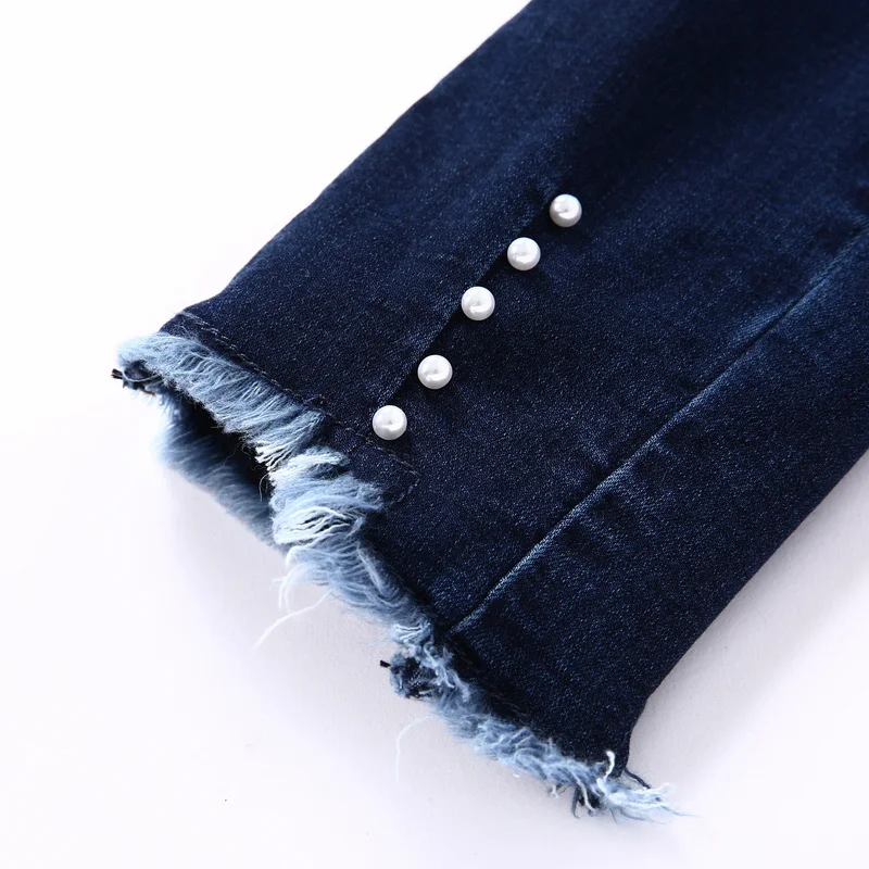 Balabala Girls Fleece-Lined Pull-on Jeans with Raw-edge Hem Slim Fit Cotton in Washed Denim Bead Ribbing at Waist | Детская одежда и