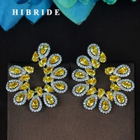 hibride bohemia style yellow flower shape aaa cubic zircon stud earring beautiful earring for women wholesale freight free e 807