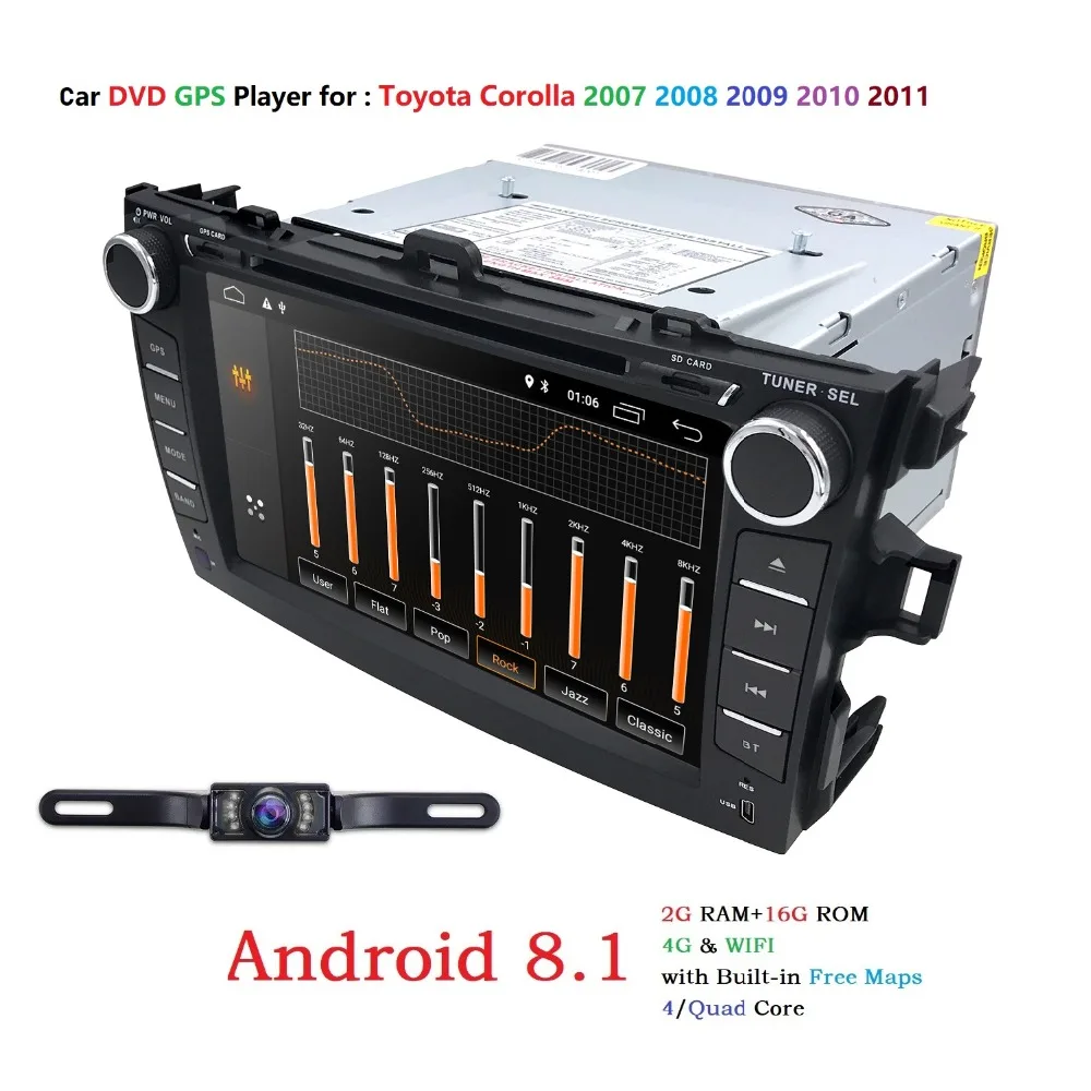 Hizpo Android 8 1 автомобильный Радио плеер для Toyota Corolla 2007 2008 2009 2010 2011 Автомобильный DVD gps