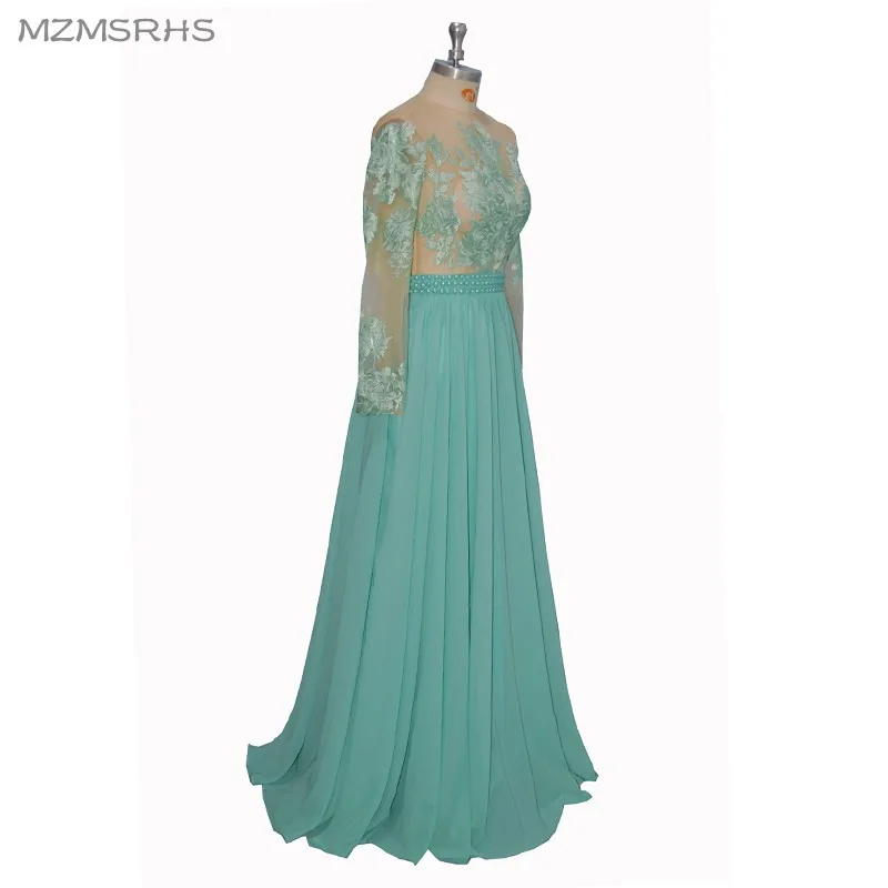 Unique Designer Lace Prom Dresses Sheer Neck Illusion Long Sleeves Floor Length Evening Party Formal Gowns Robe De Soiree | Свадьбы и