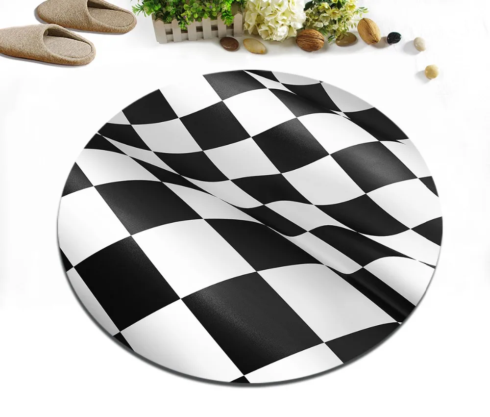 LB черно-белый футбольный геометрический Коврик круглый коврик для дома гостиной
