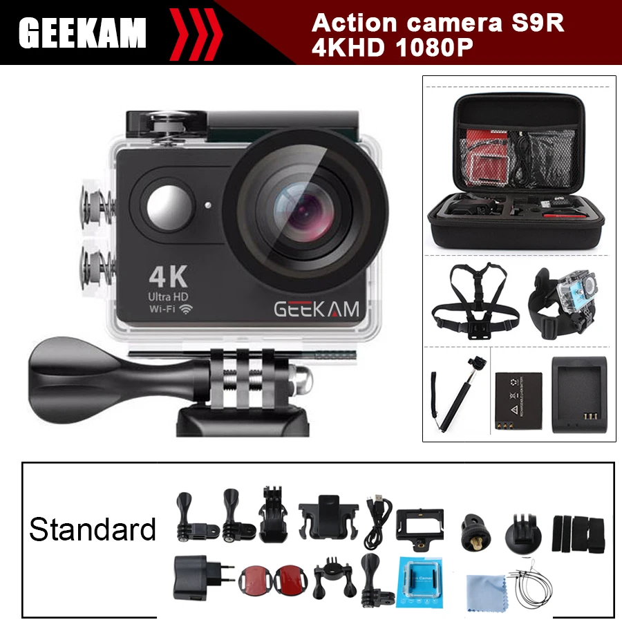 Geekam экшн-камеры S9 Камара Депортива 4 К 1080 P HD открытый Go водонепроницаемый Wi-Fi Pro