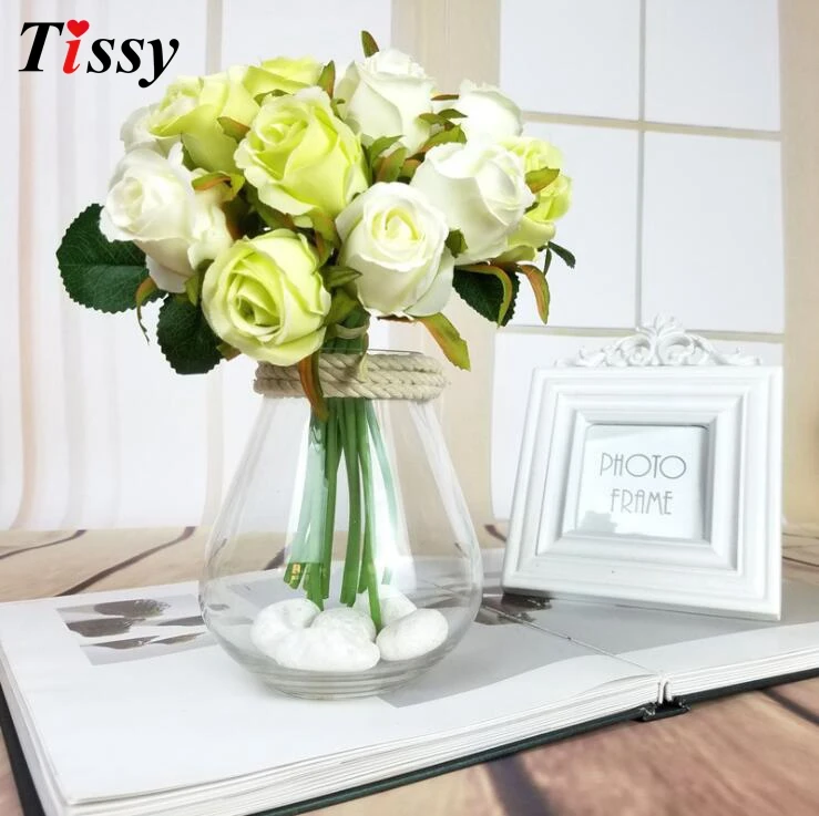 12pcs/lots Artificial Rose Flowers Wedding bouquet White Pink Thai Royal Silk flowers Home Decoration Party Decor | Дом и сад