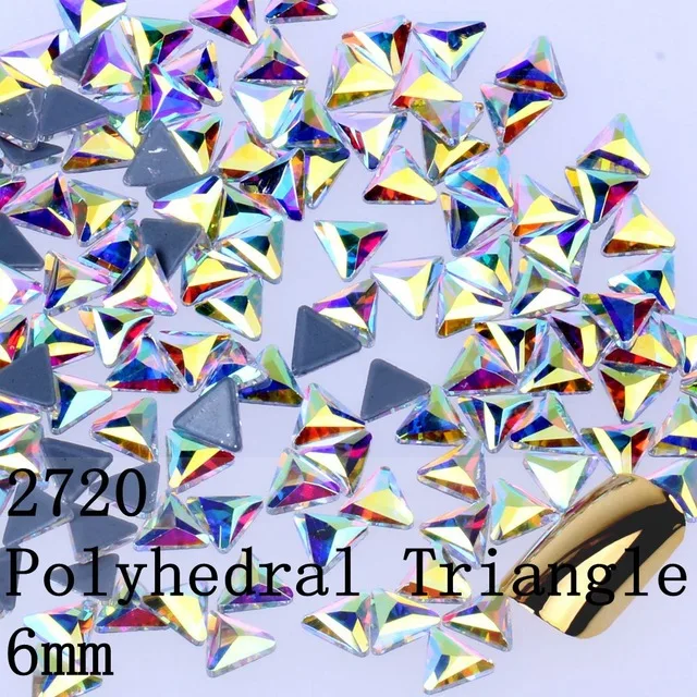 

2018 New Arrive 6MM Polyhedral Triangle Crysta lStrass Clear AB Hot Fix Rhinestone More Shiny Super Bright Hotfix Iron On Stones