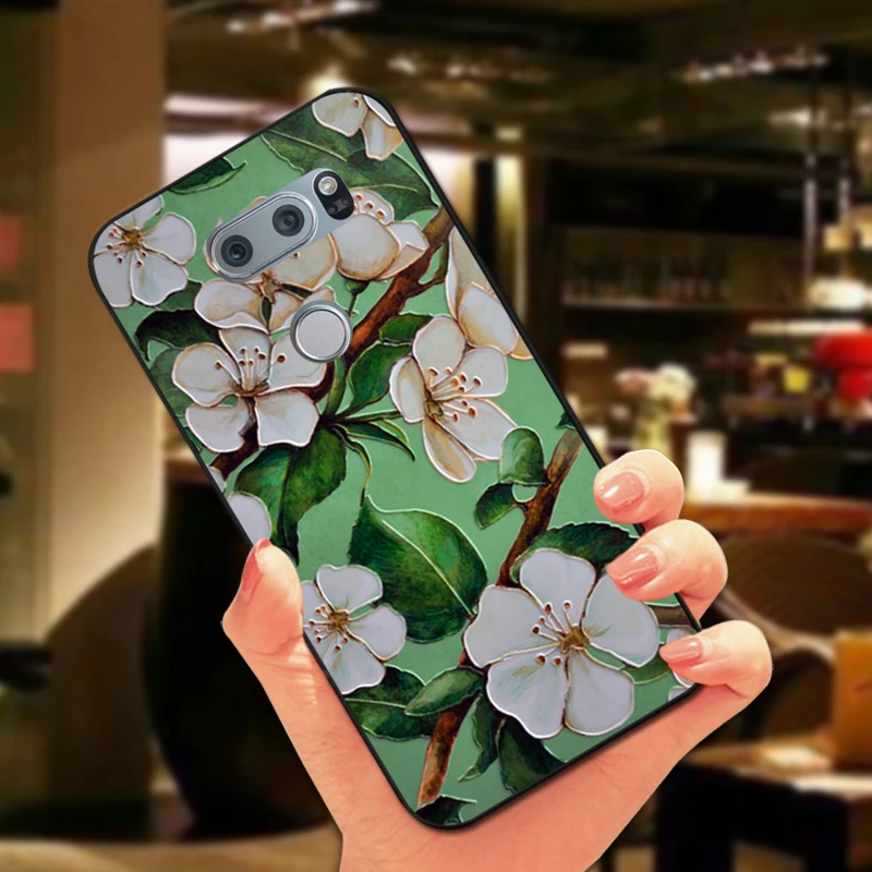 3D Рельефный цветочный чехол для LG Optimus G4 G4C G5 G6 роскошный мягкий черный с цветами