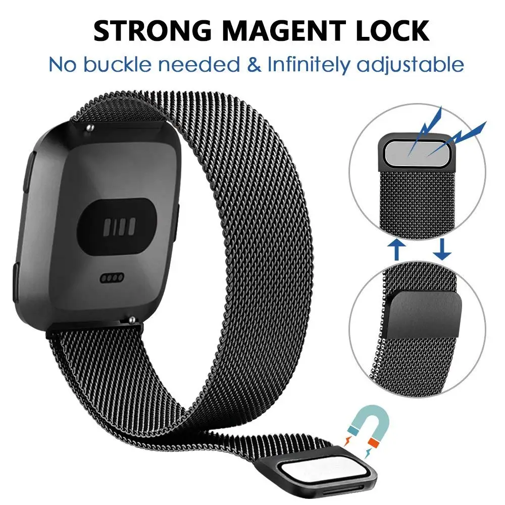 TORQUILA Milanese Loop для Fitbit Versa Smart Watch Band Регулируемая Замена из нержавеющей стали с уникальным магнитным замком