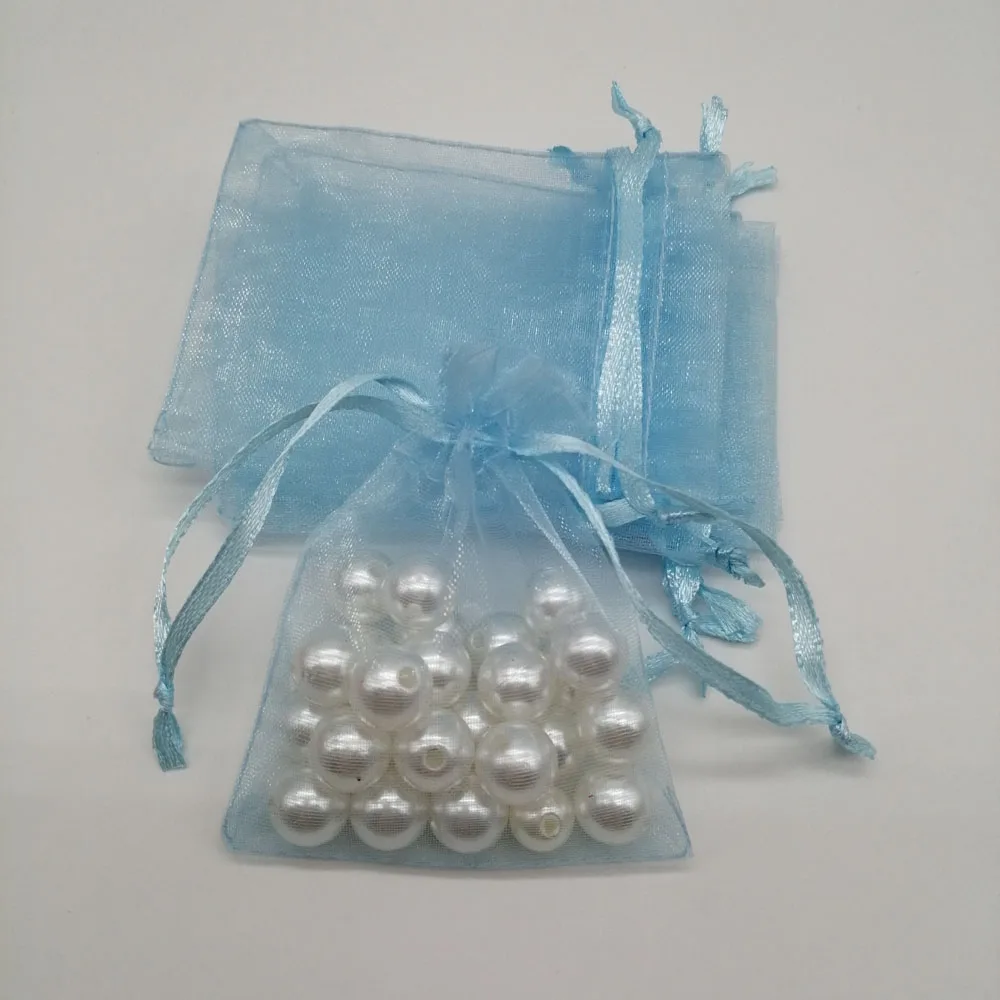 100 шт сумки из органзы Небесно голубые подарочные мешочки для стенд ювелирных