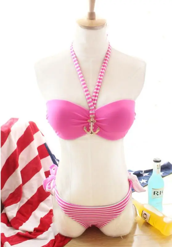 Женщины бикини установить 2017 новый мягкий полосатый bikinis сексуальное push up