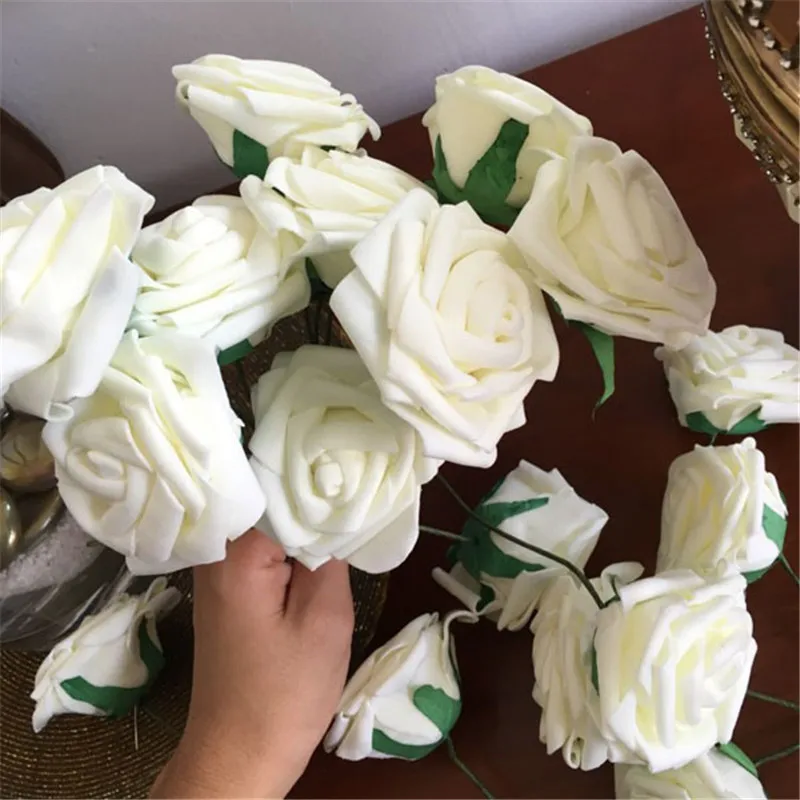 Фото 10 головок 8 см искусственные розы свадебные украшения Шелковый цветочный шар