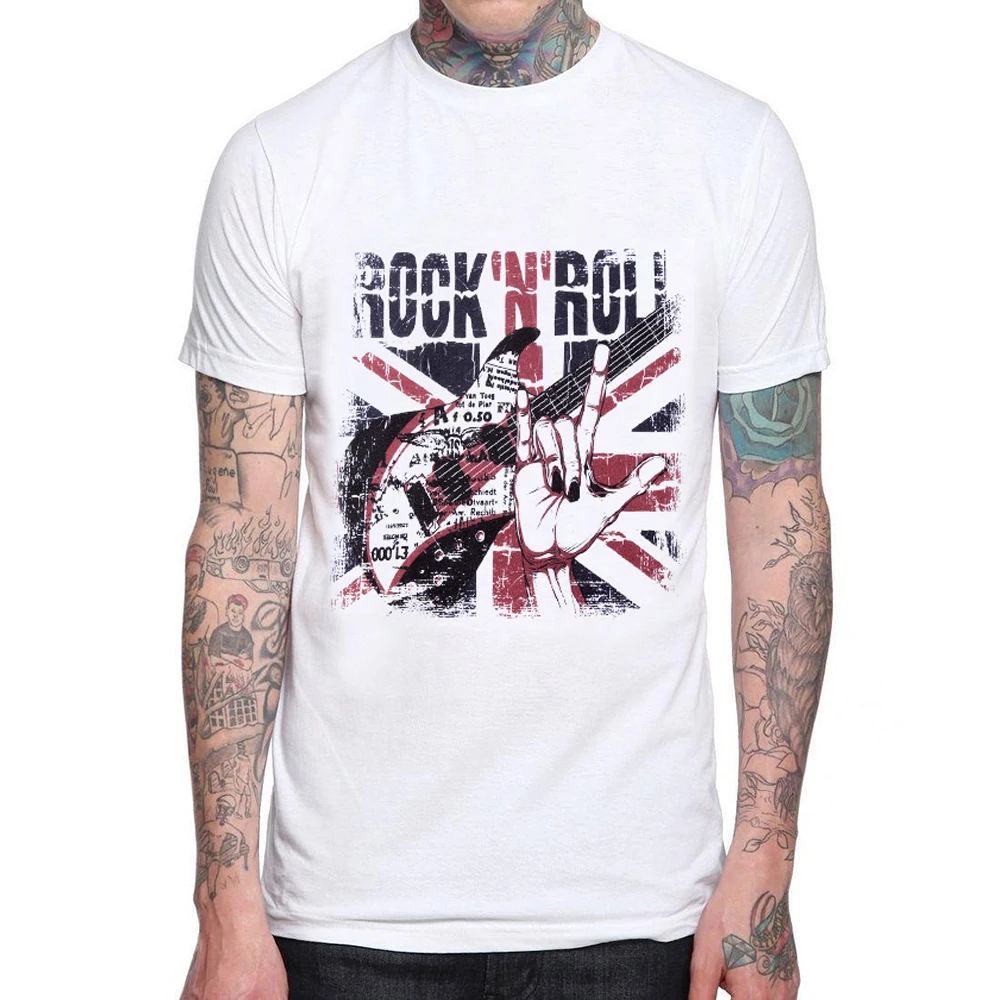 

Heavy Metal Rock and Roll T-Shirt Men T Shirt 100% Cotton White Man T Shirts O-Neck Mens Tops Tee Shirt Homme US Size XS - XXXL