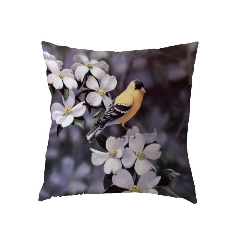 Винтажный белый чехол для подушки с изображением птицы попугая красивые перышки