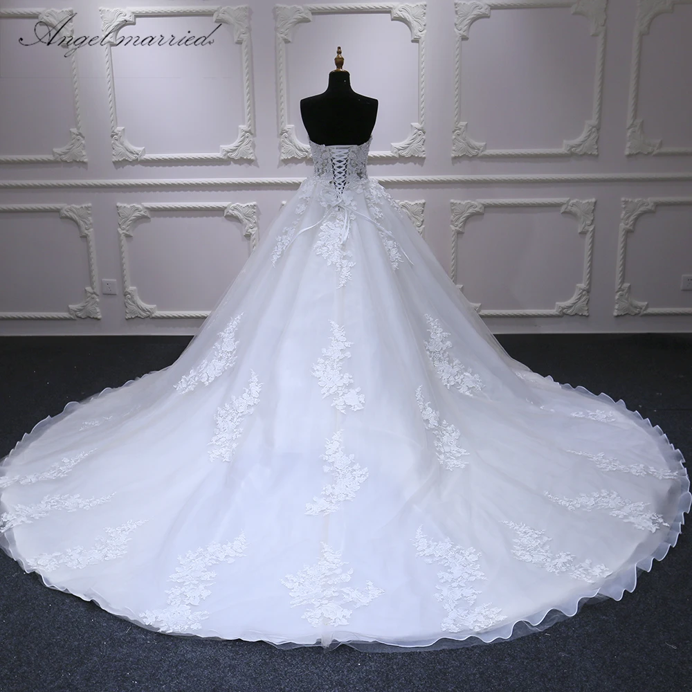 Свадебные платья Angel Белое Бальное Платье Свадебное платье с бусинами vestidos de noivas