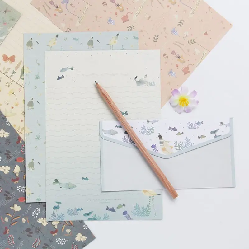 

Creative Beautiful Letter Paper Envelope Floral Cute Cartoon Set Letterhead Small Fresh Gifts