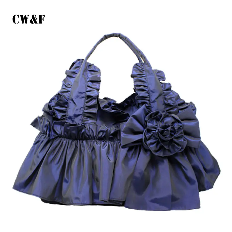 

Spring and summer fashion casual wave of female hand bag lady cloth lace bow portable shoulder bag