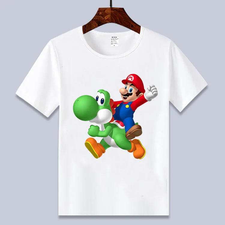 Новые стильные детские футболки с принтом Супер Марио Йоши для малышей Детские летние Забавные футболки с аниме для мальчиков и девочек, топы, одежда для малышей
