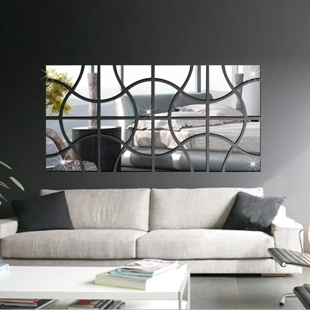 Funlife зеркальные Фоновые наклейки геометрические головоломки прихожая ванная