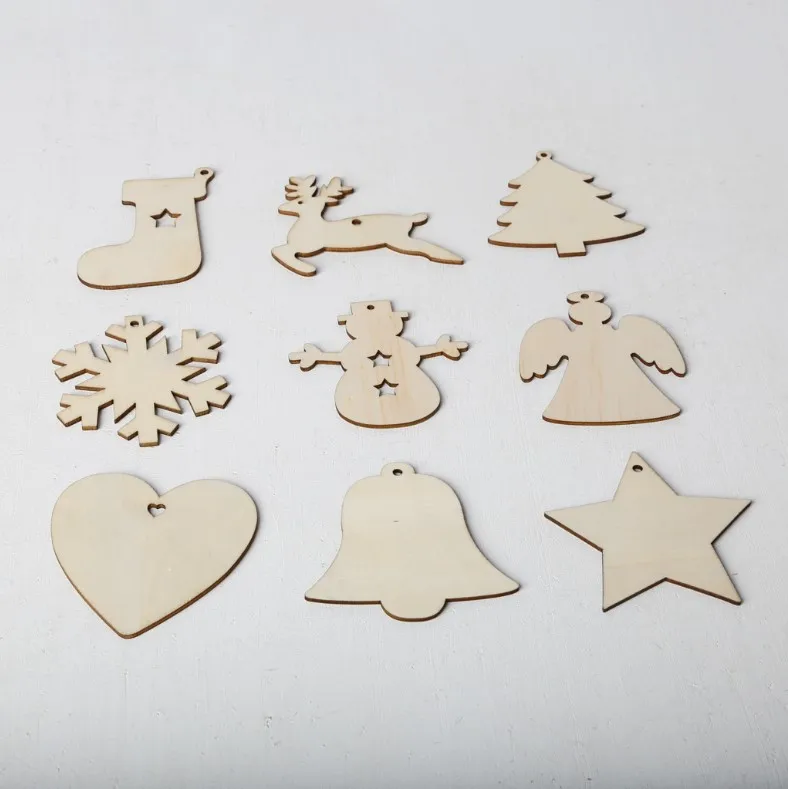 10PCS/ Lot Xmas Hanging Wooden Ornaments DIY Christmas Deer Head Party Decorations For Home Kids Gifts | Дом и сад